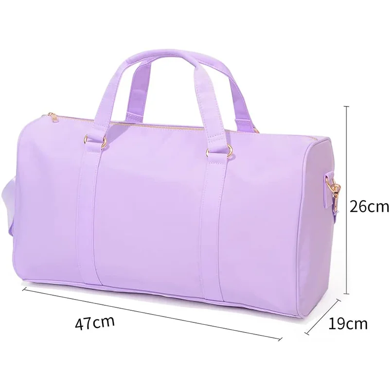 Fashion Pink Bow Nylon Duffle Bag Large Capacity Weekender Overnight Luggage Travel Bag  Fitness Swimming Yoga Hangdbag Women