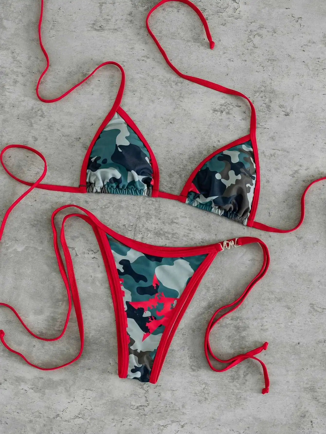 sexy camouflage patchwork micro halter tie bikinis sets two pieces thong swimsuits bathing suit swimwear biquini tankini trikini