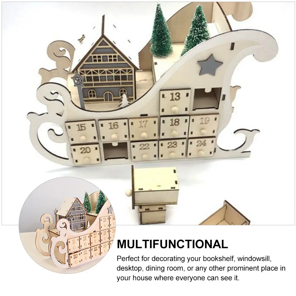 

Christmas wooden ornament home sled calendar decor countdown Christmas calendar Christmas calendar adornment