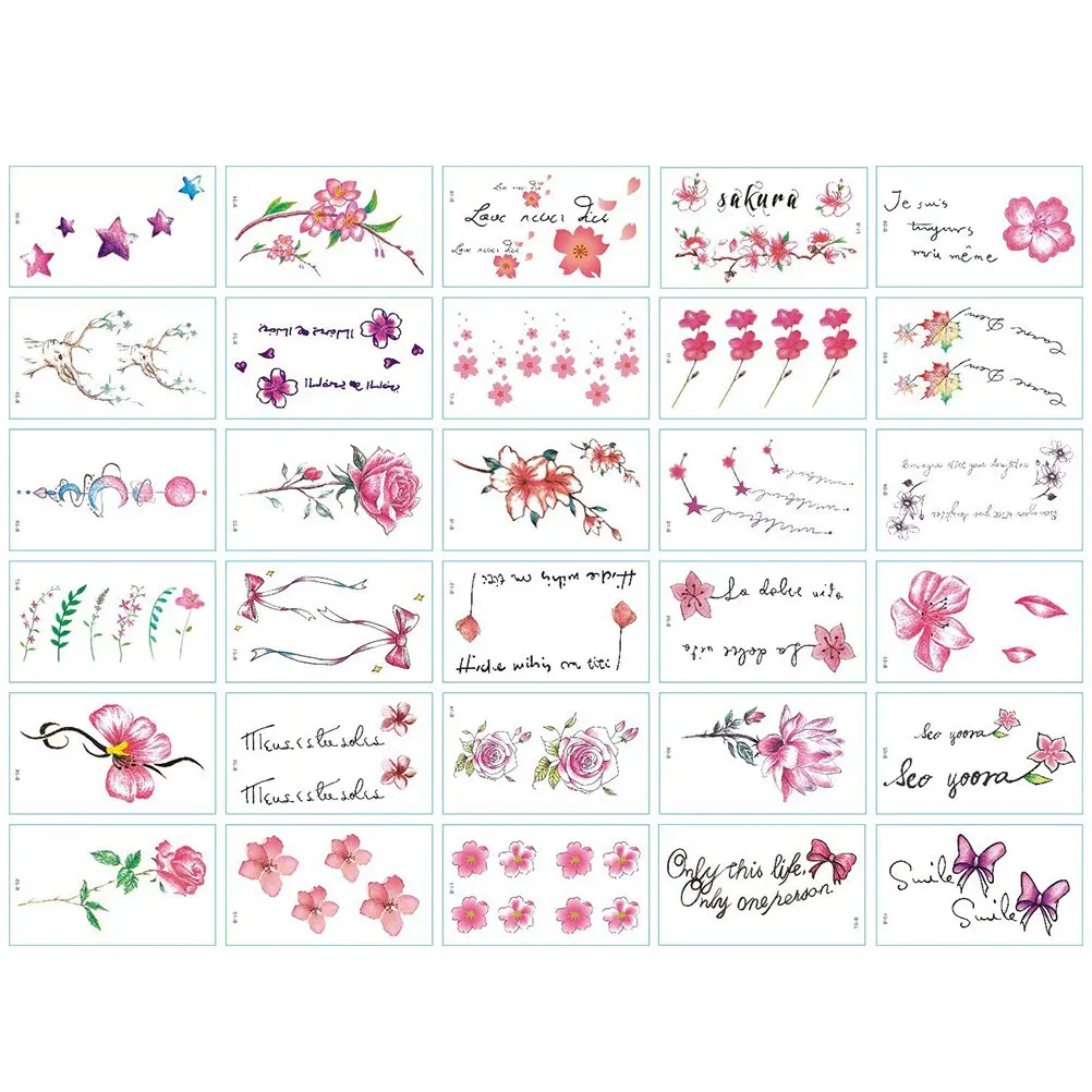 

60 водонепроницаемых наклеек с цветами для ключиц и лодыжек, детские татуировки для тела, безопасные, долговечные, из премиального материала, легко наносятся