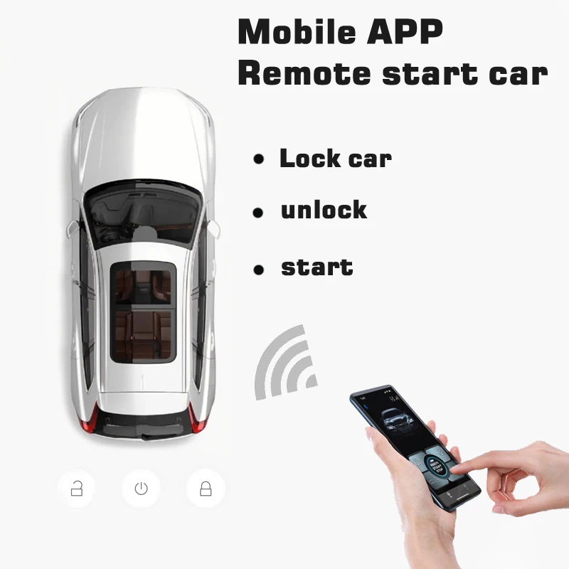 Engine Remote Start Push Start-Stop Button To Start Ignition System Central Locking Keyless Entry Mobile Phone APP