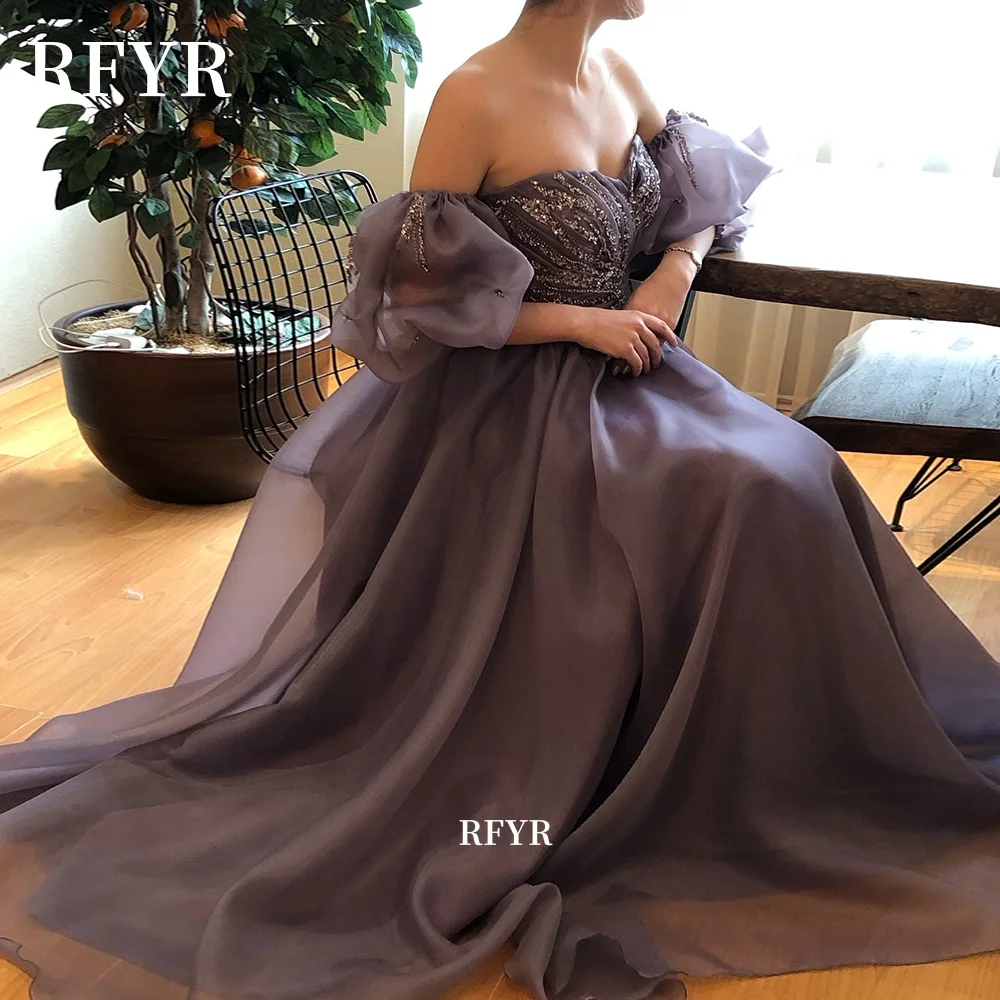 

RFYR Off Shoulder Prom Dress A Line Party Dress with Beading Luxury فساتين مناسبة رسمية Gala Dress Customized