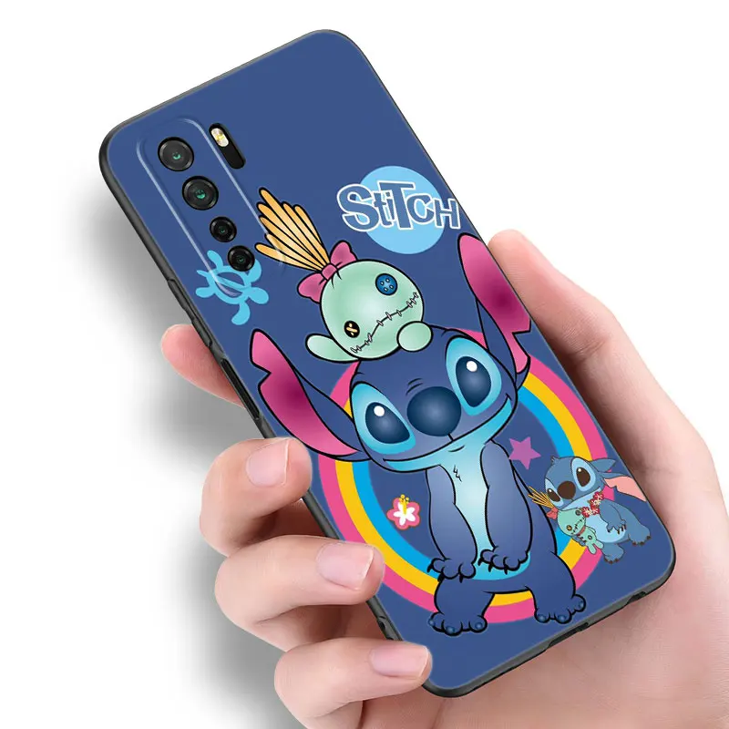 Disney Cartoon Stitch Black Phone Case For Huawei Nova 5 7 10 Pro 6 9 SE Y70 Plus 4 5i 7i 8i Honor Y5P Y6P Y6S Y7A Y7P Y8P