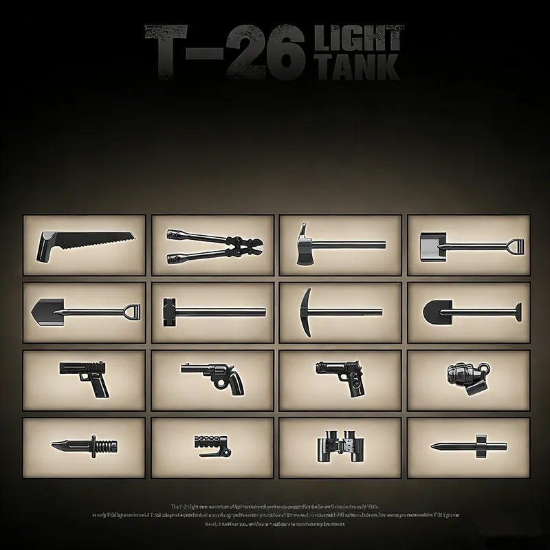 Blocchi di costruzione di carri armati leggeri T-26 in stile sovietico, modello di veicolo corazzato militare, regalo giocattolo di assemblaggio educativo per bambini