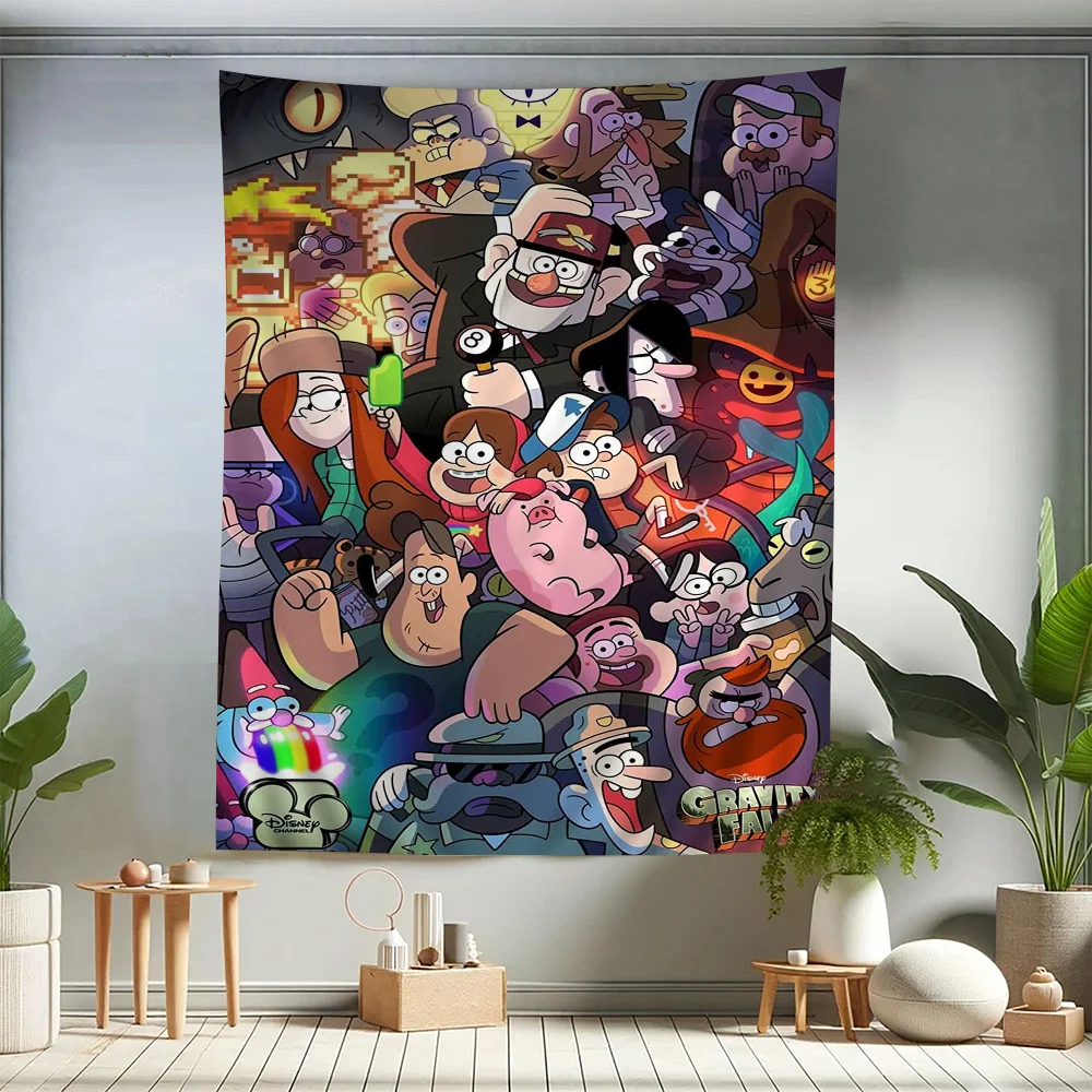 Gravity Falls Cartoon Tapestry Home Decoration Hippie Bohemian Decoration Divination Home Decor