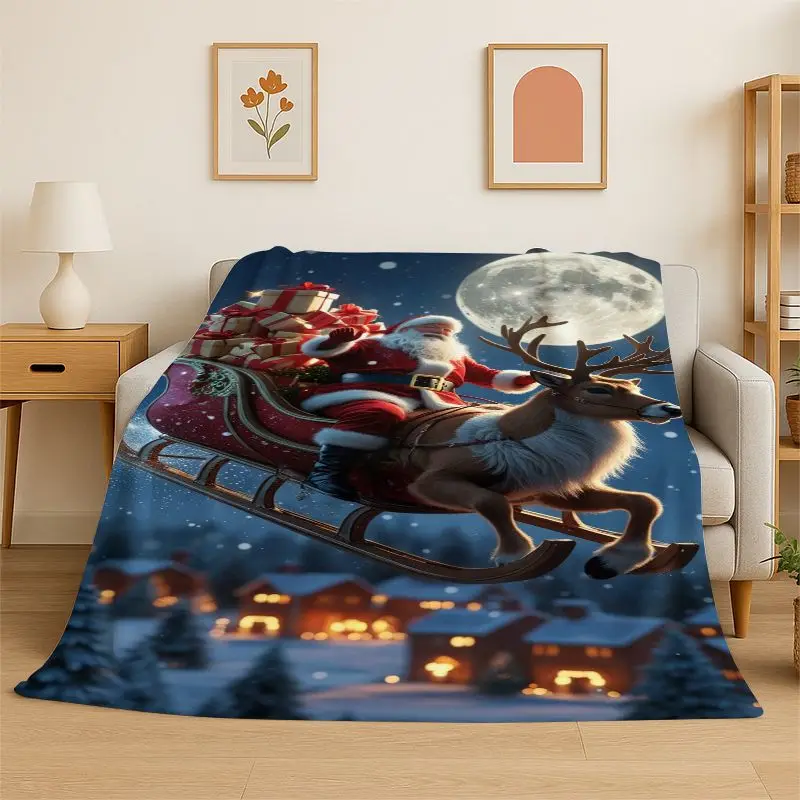Cozy Christmas Throw Blanket,Ultra Soft flannel with Festive Santa Claus Print,The Perfect Holiday Cuddle Blanket for Your Couch