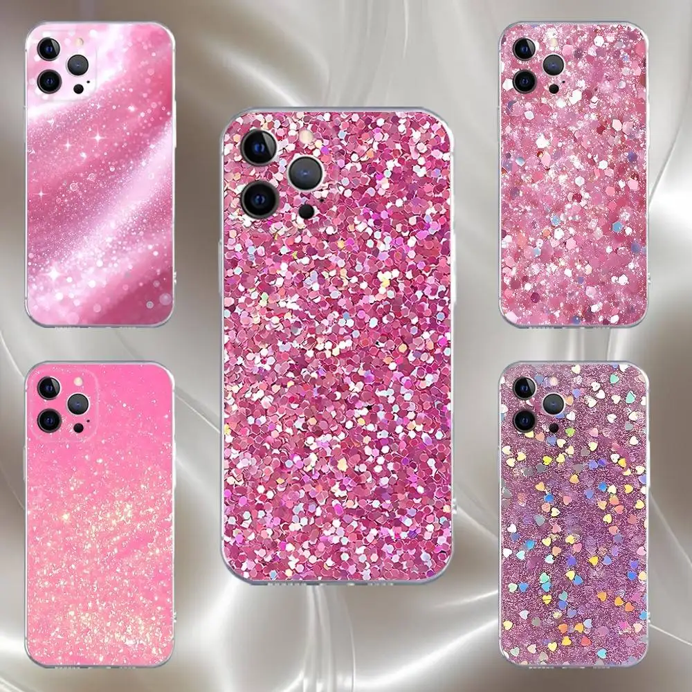 

Pink Glitter Girl Phone Case For iPhone 17,16,15,14,13,12,11 Pro,Max,Plus,X,XS,XR,SE4,E Mini Transparent Soft Cover