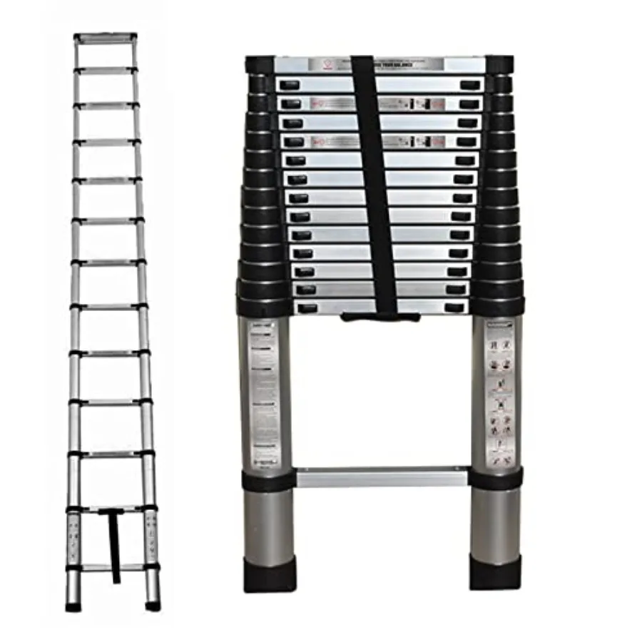 

Telescopic Ladder 14.5FT 4.4M Aluminum Collapsible Retractable Portable Extension Ladder for Household or Outdoor Work 330lbs C