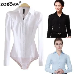 Elegant White Long Sleeve Bodycon Blouse for Office Lady with Fashionable Sense of Style