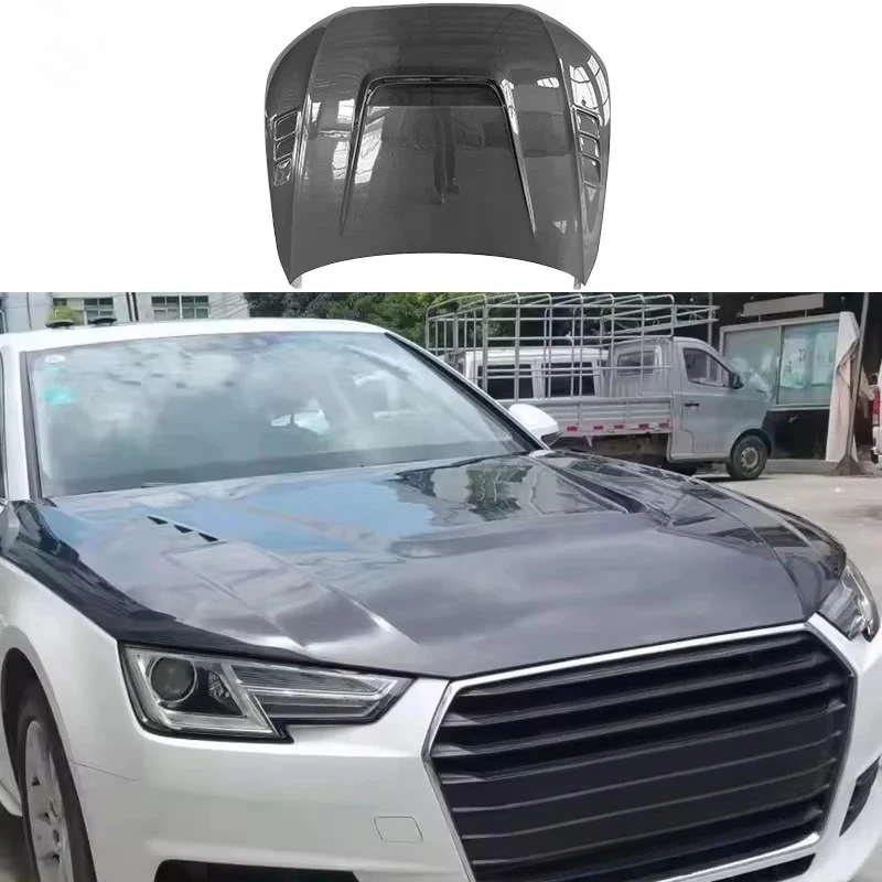 Carbon Fiber Engine Hood Cover Modified Real Carbons Car Engine Hoods Bonnet for A4 S4 B9 Body Kit Perfect Fitment