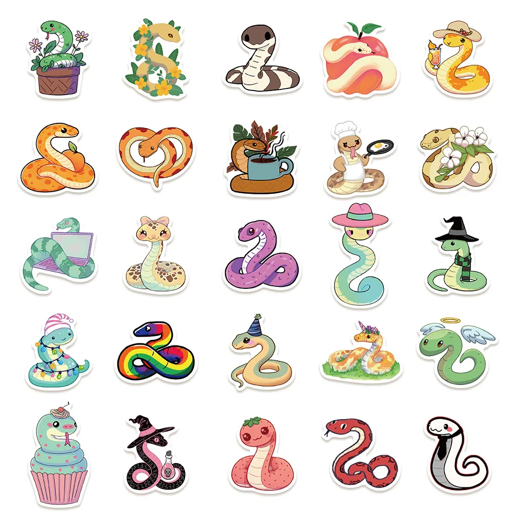 10/30/50PCS Macaron Snakes Graffiti Stickers Cute Animal Decal For DIY Luggage Phone Guitar Helmet Laptop Waterproof kid Toys