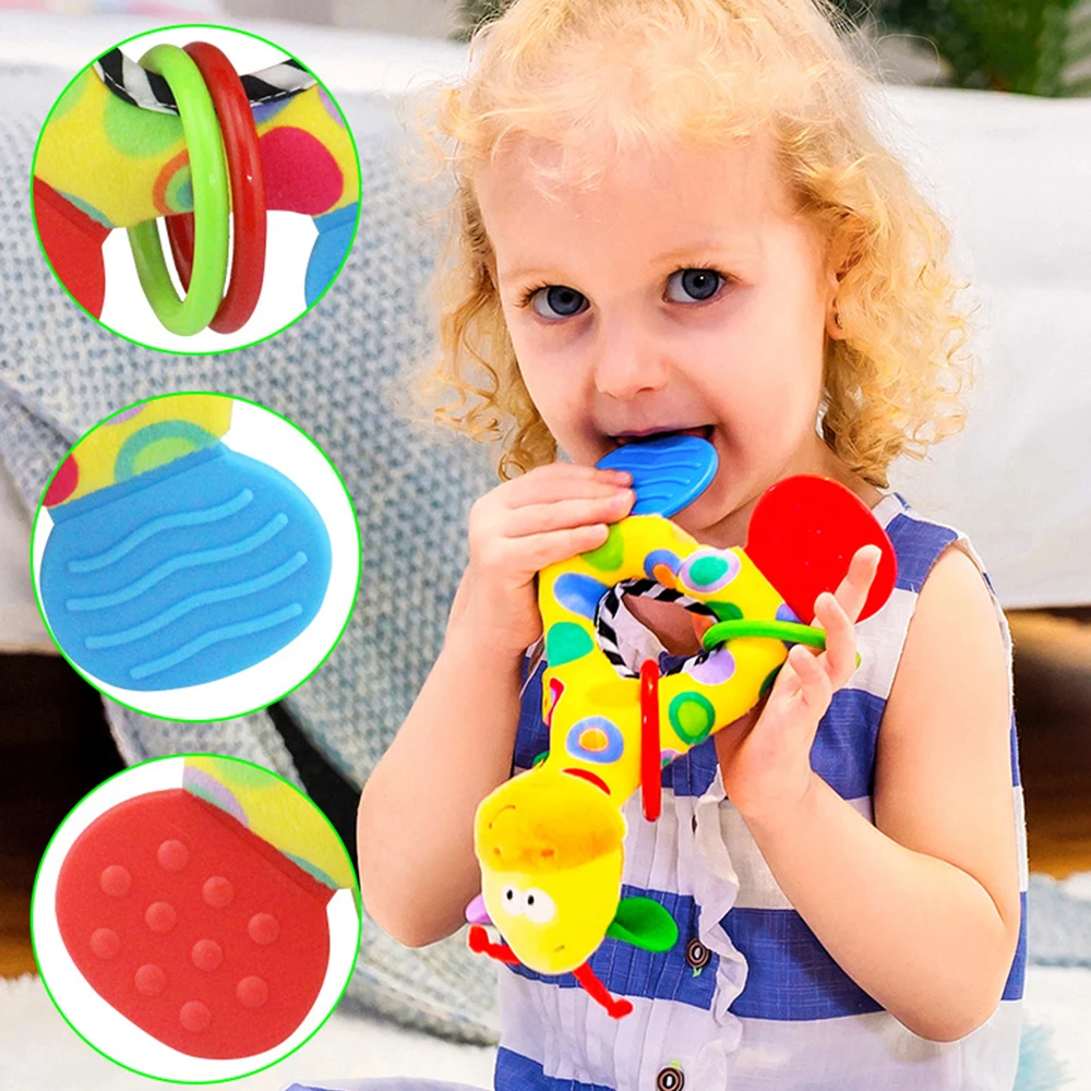 딸랑이 동물 기린 아기 부드러운 인형 Teether 인형 귀여운 어린이 유아 아기 젖니가 남 장난감 신생아 감각 플러시 장난감