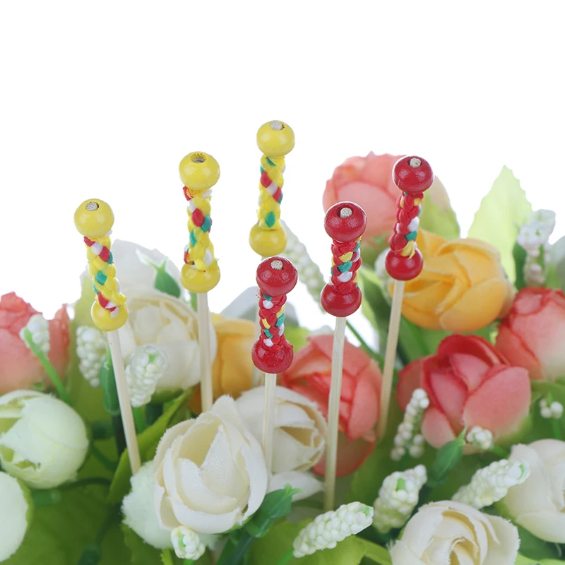 80/100Pcs 9/12cm Disposable Bamboo Fork Twisted Party Buffet Fruit Desserts Pick Skewer Food Cocktail Sandwich Fork Stick