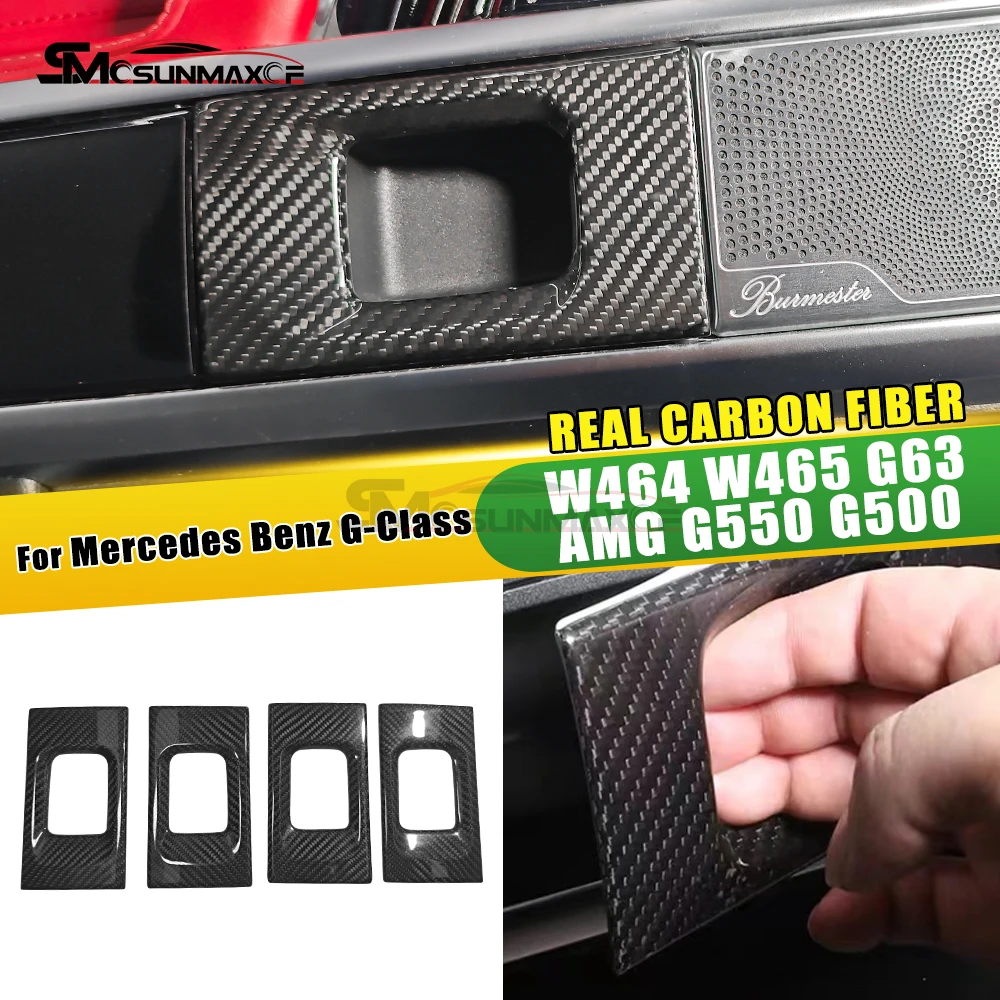 

Real Carbon Fiber Car Door Inner Handle Bowl Frame Cover Trim Stickers Accessories for Benz G Class W464 G500 G63 2019-2025