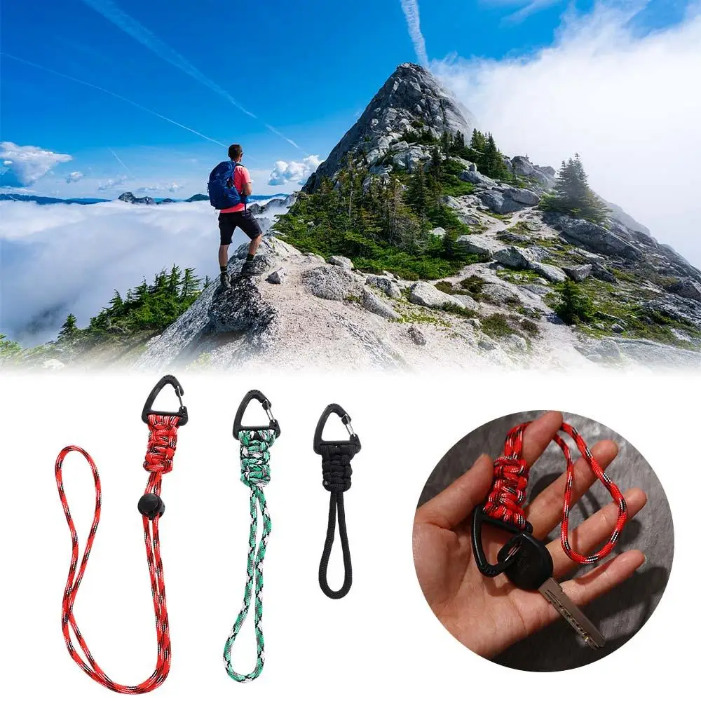 

Rope Parachute Cord Carabiner Anti-Loss Wrist Rope Hand-Woven Starp Nylon Lanyard Backpack Key Ring Woven Paracord Keychain