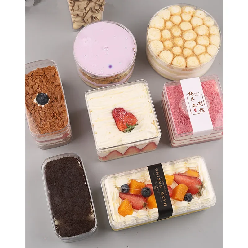 

10pcs Transparent Hard Pastic Pastry Packaging Box Wedding Birthday Party DIY Cake Dessert Box Ice Cream Tiramisu Cups with Lids