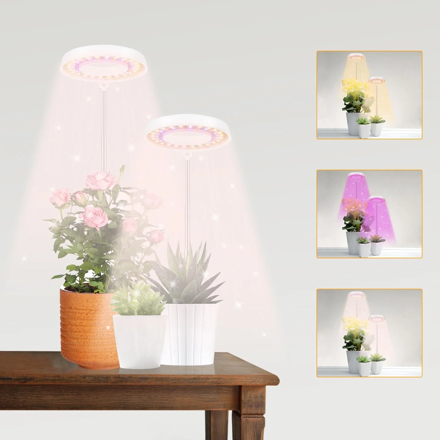 1PC 3Colors Angel Ring Plant Lamp Timing Control 4/8/12/18Hours Full Spectrum Hydroponics Dimmable Flower Plants LED Phyto Lamp