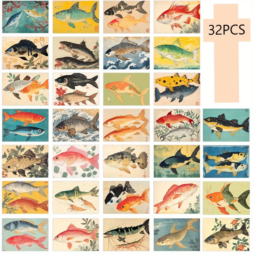 32-postais-vintage-de-estilo-japones-adequados-para-entusiastas-de-peixes-colecionarem-e-enviarem