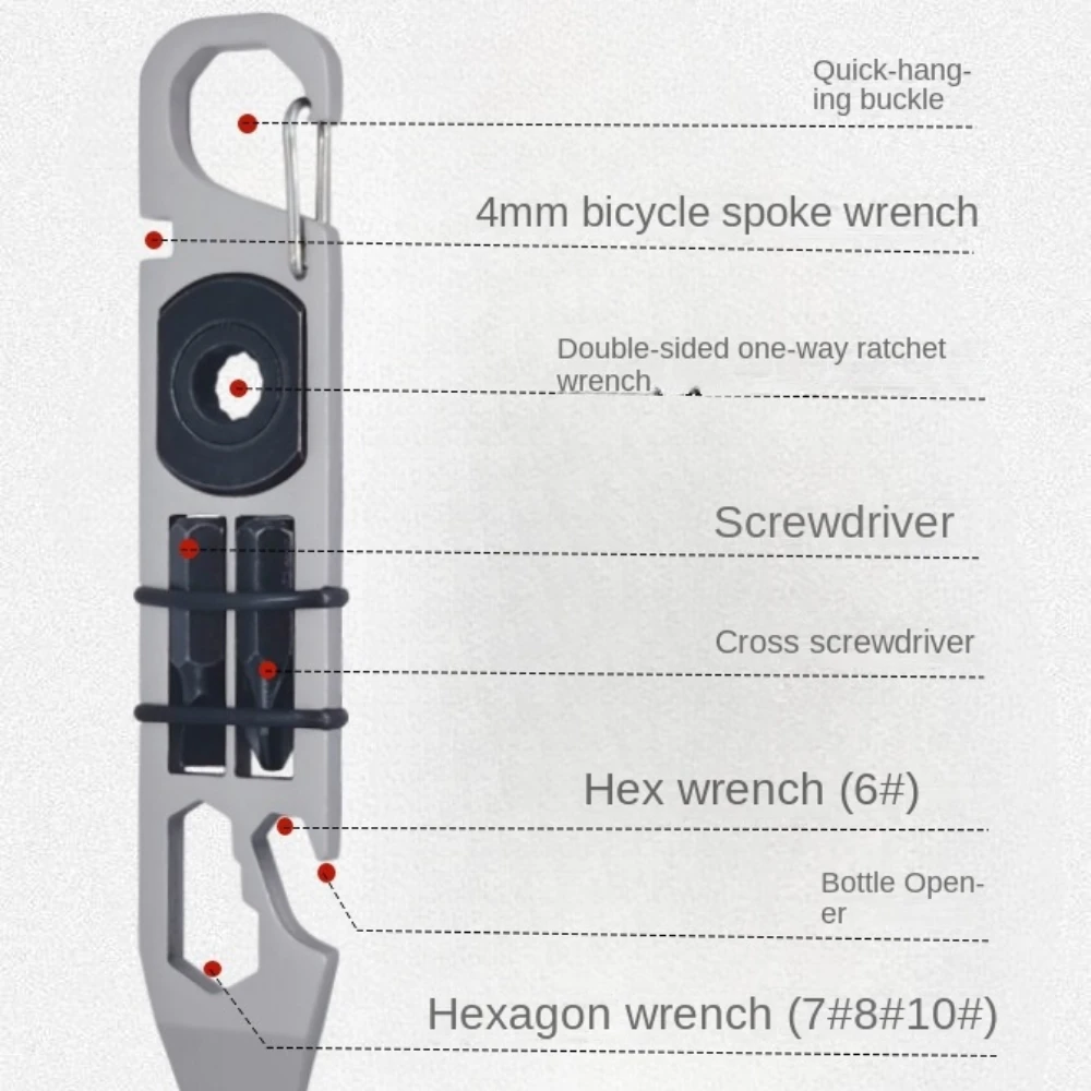 Aço inoxidável Multifuncional Camping Gear, Ratchet Screwdriver, Pocket Bar com chave, abridor de garrafas, ao ar livre, EDC