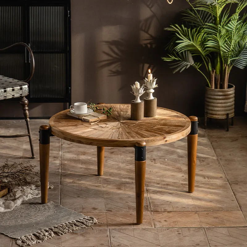 Modern Wood Coffee Table Center Minimalist Aesthetic Unique Designer Round Side Table Simple Clear Couchtisch Home Furniture