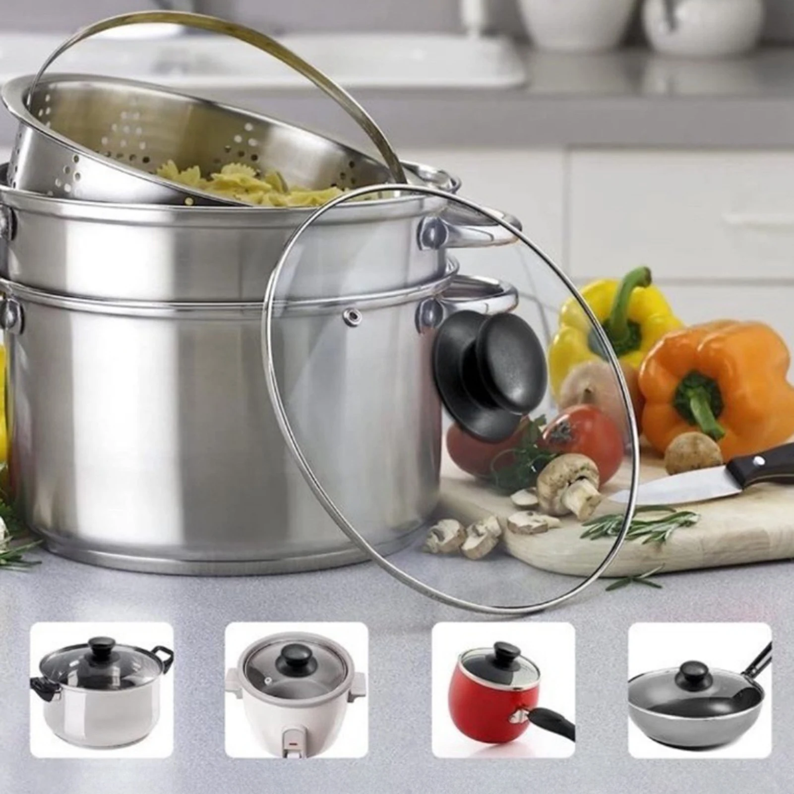 Replacement Lid Knob Universal Pot Handle for Kitchen Repair Stainless Steel Cap Plastic Grip Cookware Accessory Durable