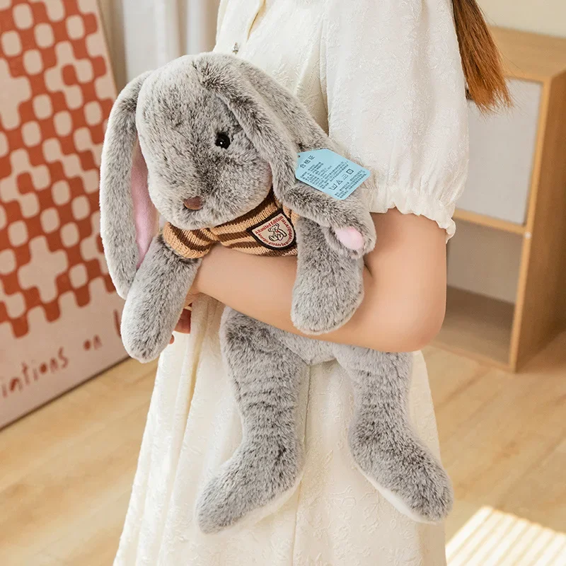 35/45 Cm Schattige Knuffel Gevuld Konijn Pop Baby Slapen Metgezel Knuffels Lange Oor Bunny Wear Trui poppen Kinderen Gift