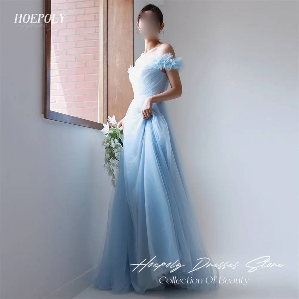 

Hoepoly Formal Strapless Pleat A Line Long Elegant Evening Dress Floor Length Sweep Train Classy PArty Prom Gown New 프롬드레스