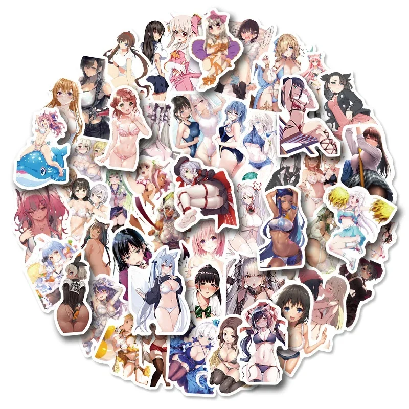 10/50/100Pcs Anime Erotic Cute Bikini Sexy Girls Cartoon Sticker Laptop Skateboard Waterproof Graffiti DIY Adult Decals