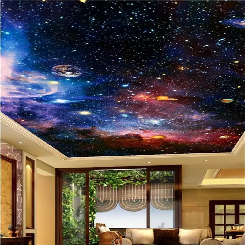 Custom wallpaper 3d Photo Fresco starlit sky fantasy sky super moon ceiling mural living room bedroom Wallpapers Home Decor обои