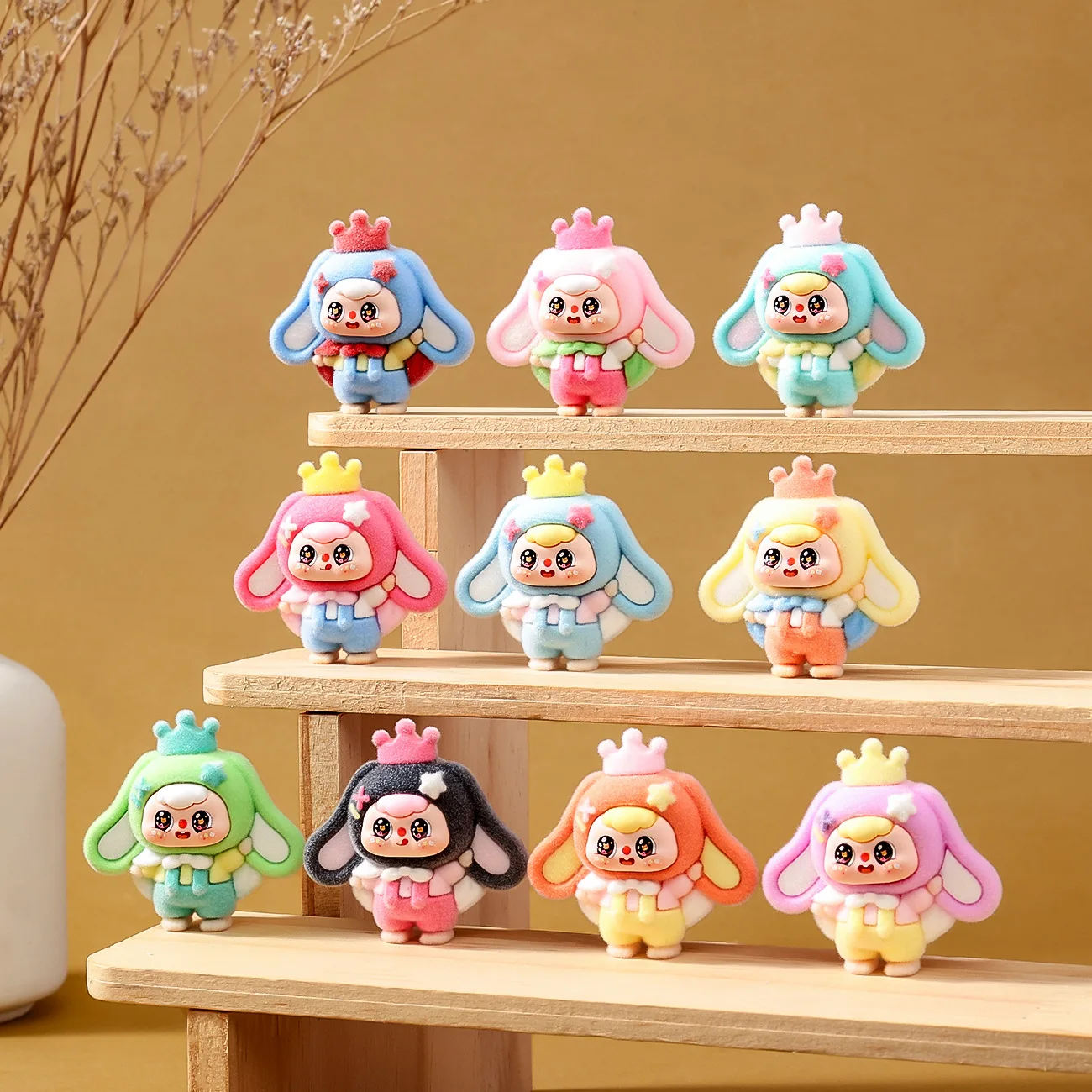 

Cute Crown Baby Three Ornaments Cloak Bean Bun Cute Grain Doll Trendy Play Office Desktop Small Ornaments