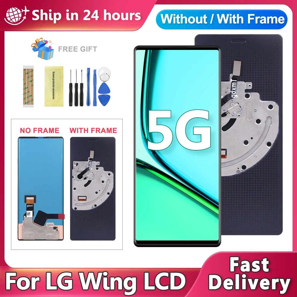 

Экран дисплея Wing 5G для LG Wing 5G LM-F100, ЖК-дисплей, дигитайзер сенсорного экрана в сборе для замены экрана Wing 5G