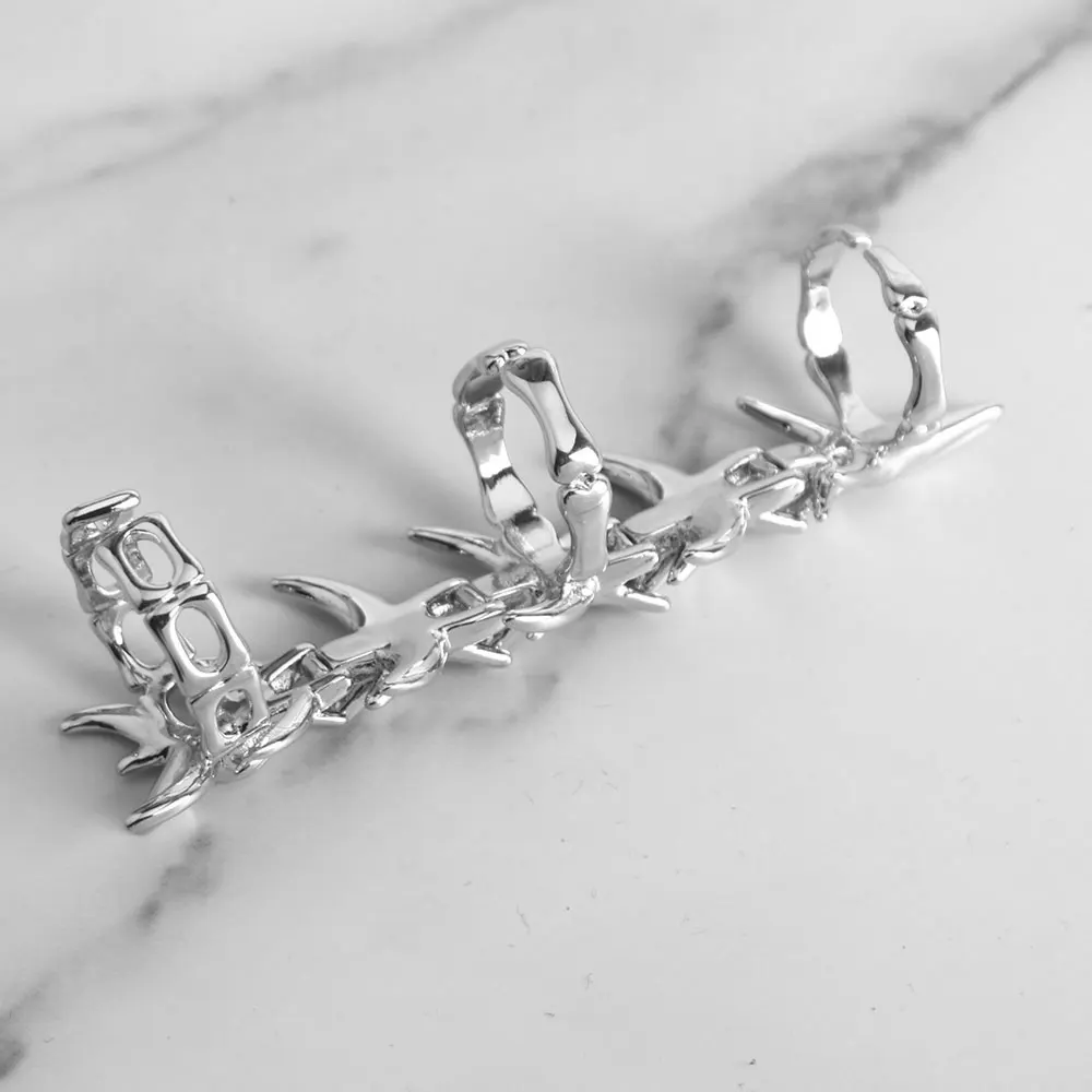 Cyberpunk Gothic Dragons Bone Knuckle Ring Cosplay Rings Unisex Alloy Silvery Adjustable Opening Jewelry Accessory Props Gifts image 6