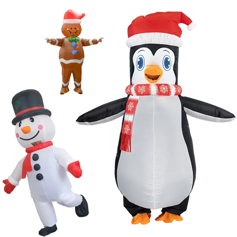 

Christmas Funny Inflatable Costume Santa Claus Gingerbread Man Elk Snowman Tree Penguin Adult Children Christmas Party Dress Up
