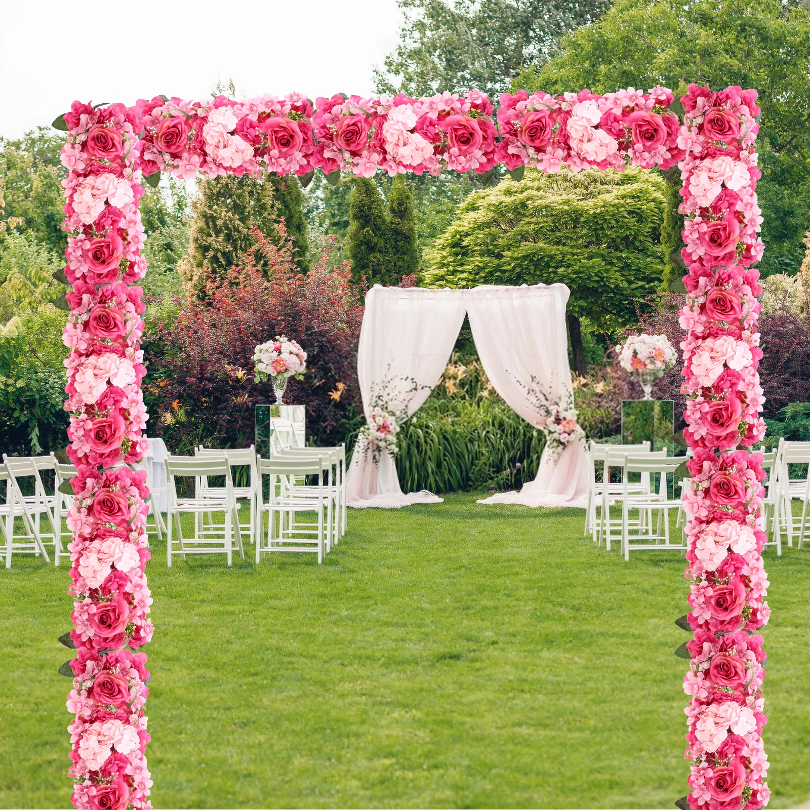 

Realistic Fake Flower Wall Panels Elegant Wedding Centerpiece Decor for Ceremony Reception Holiday Hanging Flower Decoration