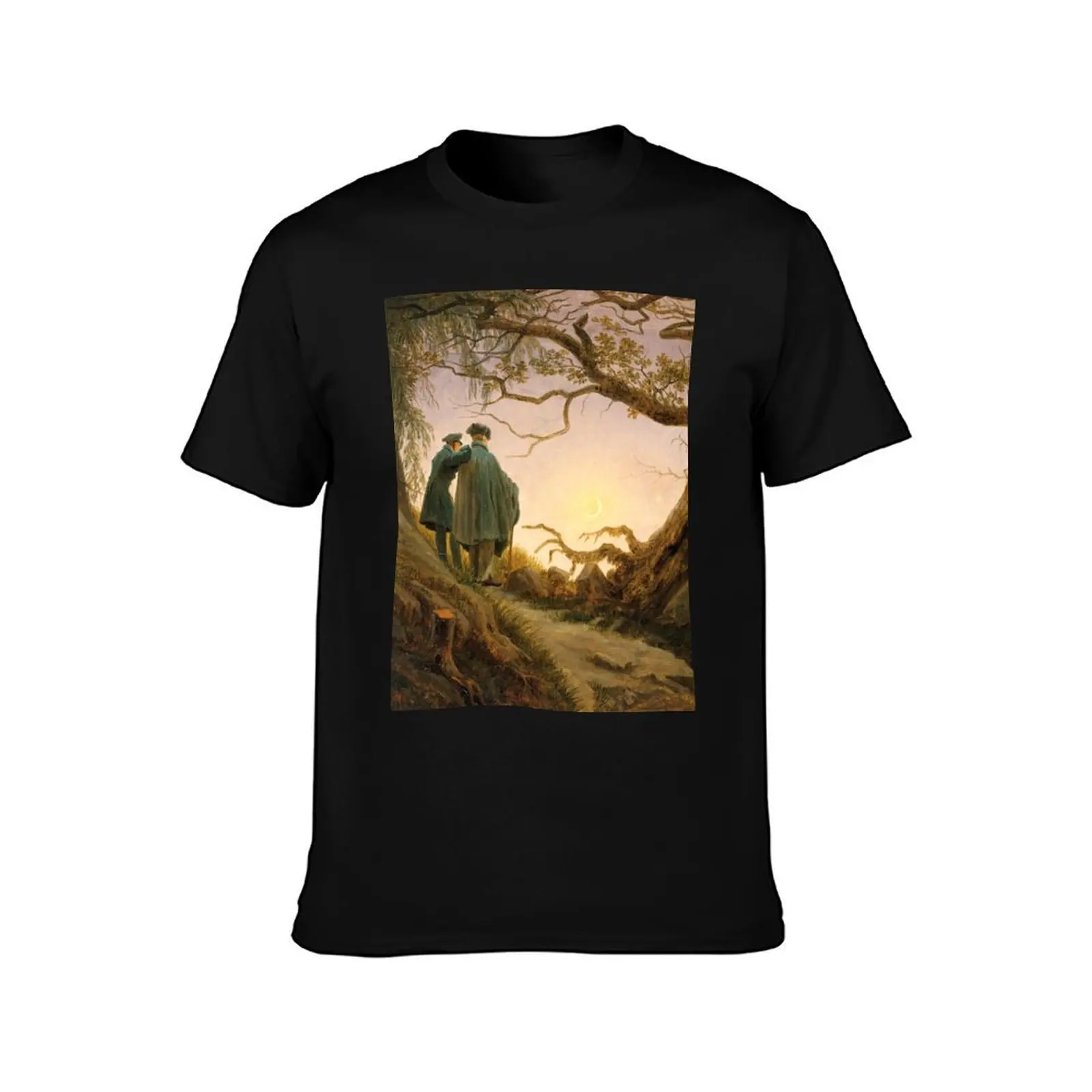 Two Men Contemplating the Moon, by Caspar David Friedrich T-Shirt Plus Size All Match Tee Shirt T-Shirt