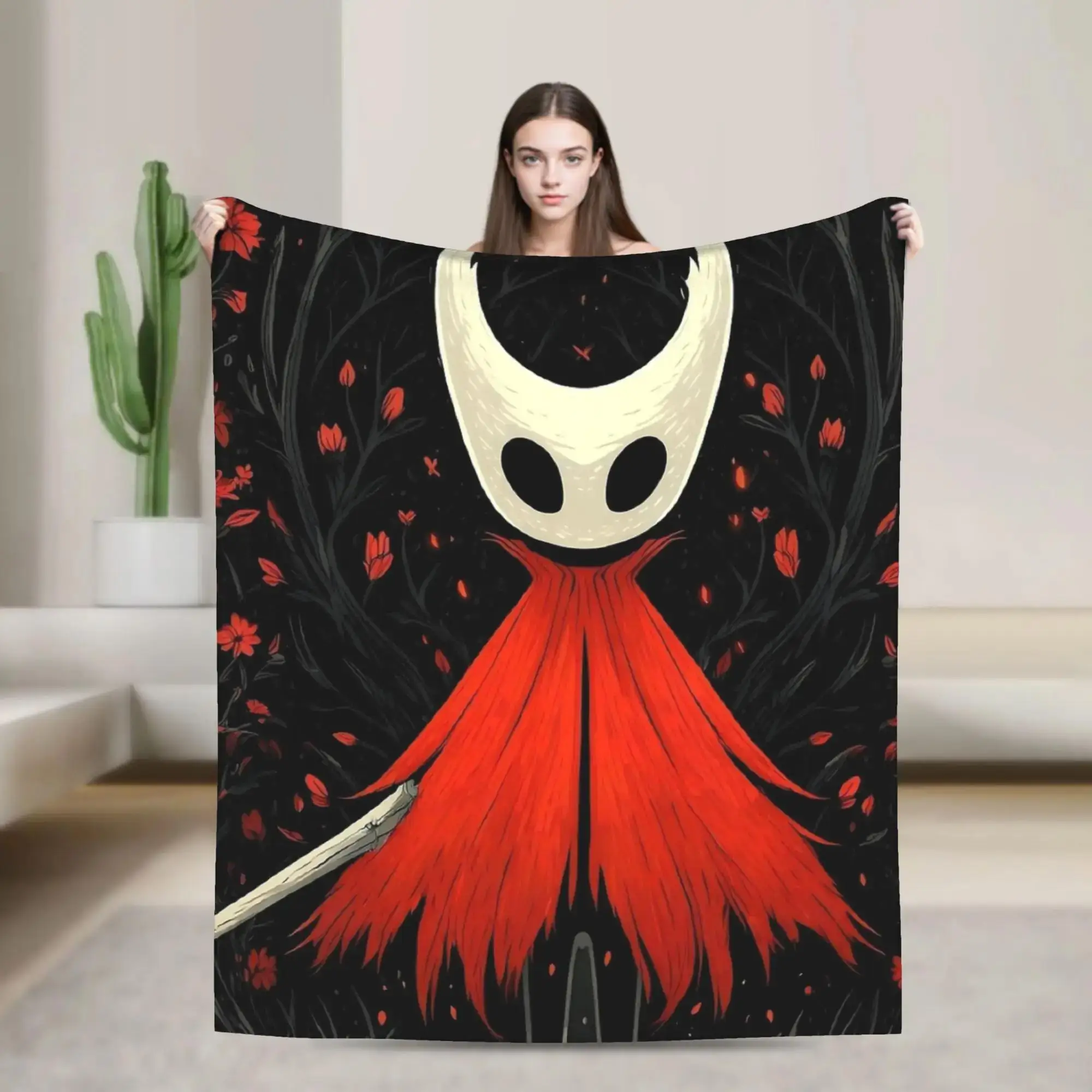

Плюшевый плед Hollow Knight Masked Wanderer с цветочным узором, теплый, пушистый, фланелевый, для взрослых, покрывало для дивана и кровати в гостиную