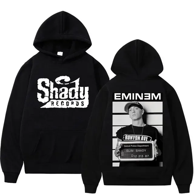 Rapper Eminem Doppelseitig Bedruckter Hoodie für Männer und Frauen Hip-Hop Vintage Hoodies Trendige Mode Kapuzenpullover Streetwear