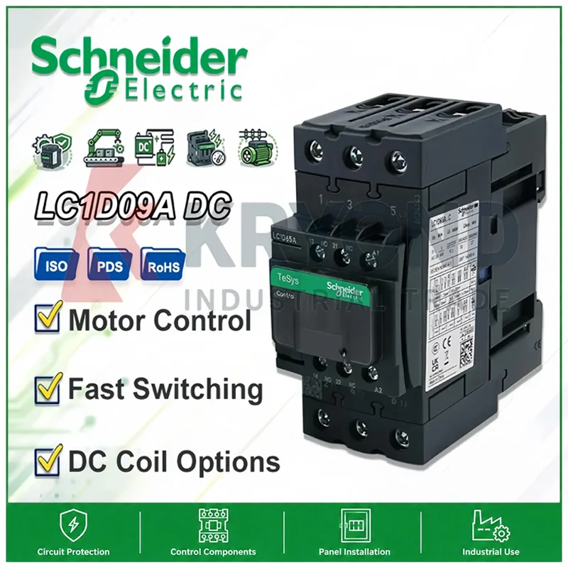 Contactor Magnético de CC Schneider TeSys LC1D, Relé de Control de Motor 3P, Componente de Conmutación de Energía Industrial, Bobina de 24V 48V 110V 220V