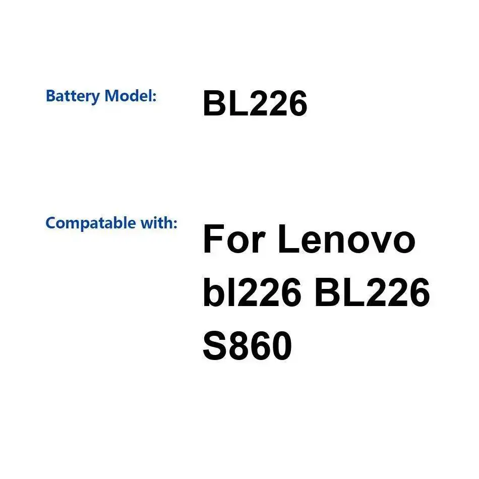 Стабильный аккумулятор мобильного телефона BL226 4000 мАч для Lenovo S860 Стабильный аккумулятор мобильного телефона BL226 4000 мАч для Lenovo S860