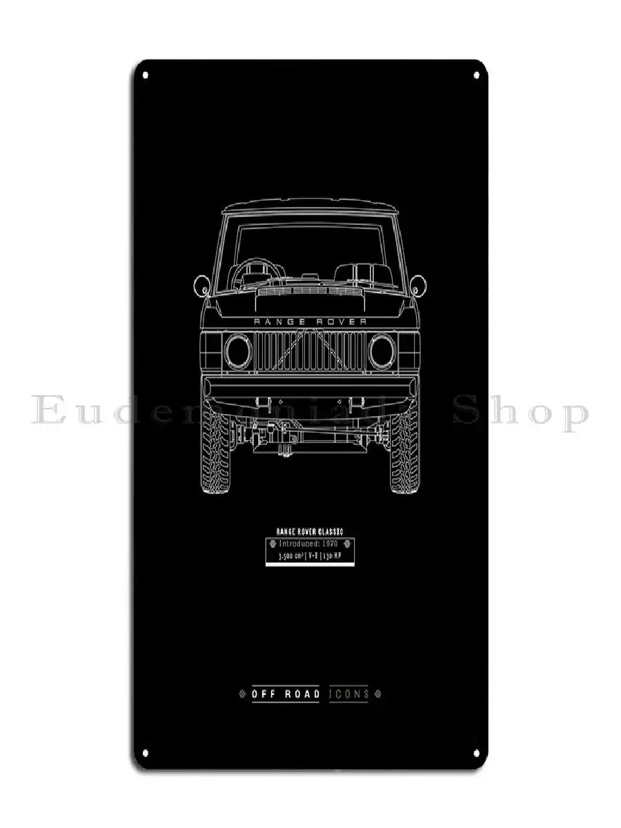 Range Rover Classic BW Metal Plaque Poster  Retro Garage Wall Decor  Designer Tin Sign for Home  Office