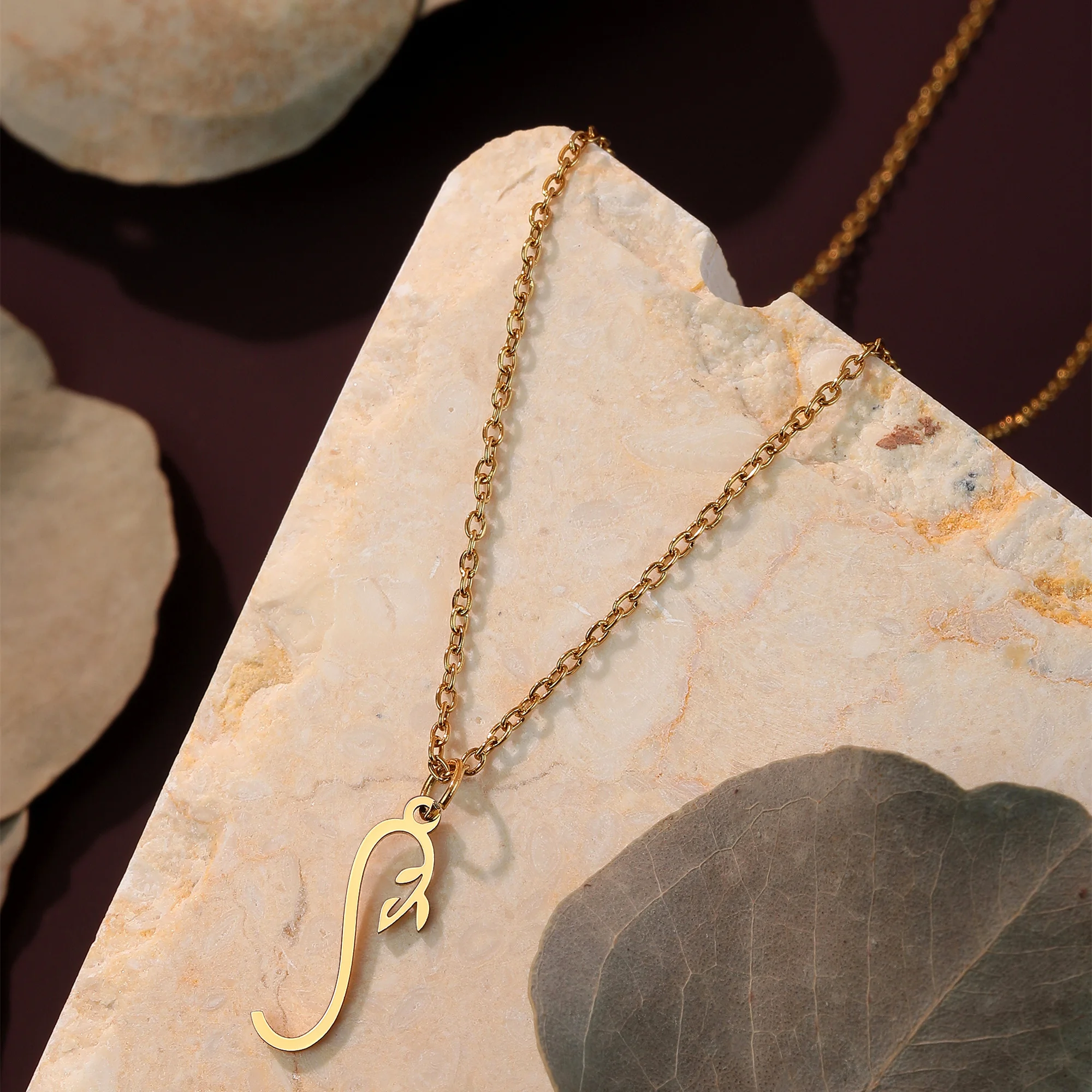 Kinitial Stainless Steel Stem Leaf Plant Pendant Necklace For Women Trendy Jewelry Botanical Flower Charm Necklace