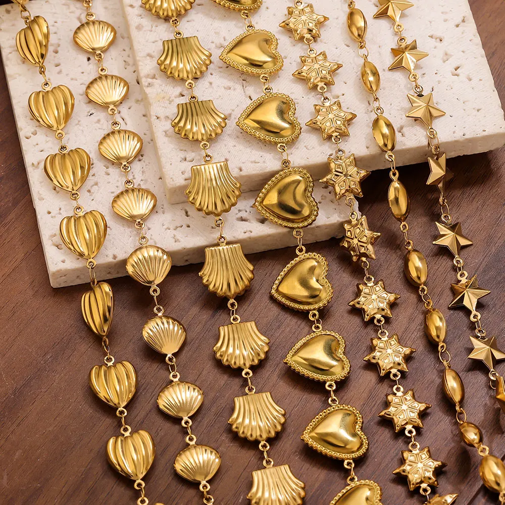 

1M Stainless Steel Chains Gold Plated Ocean Starfish Shell Summer Chains for DIY Necklace Bracelet Jewelry Making Accessories