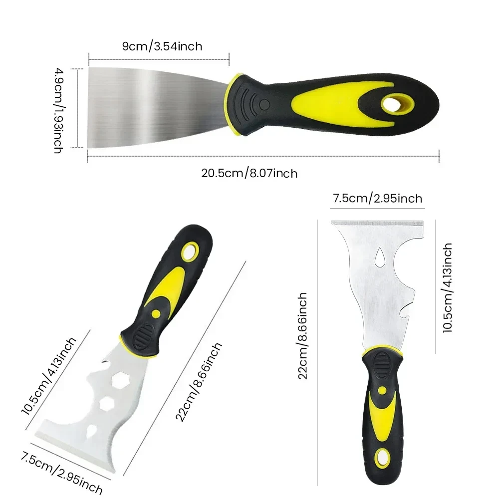 15 in 1 Multifunctional Putty Knife Stainless Steel Paint Scraper Removal Construction Tool for Wallpaper Can Opener Home DIY