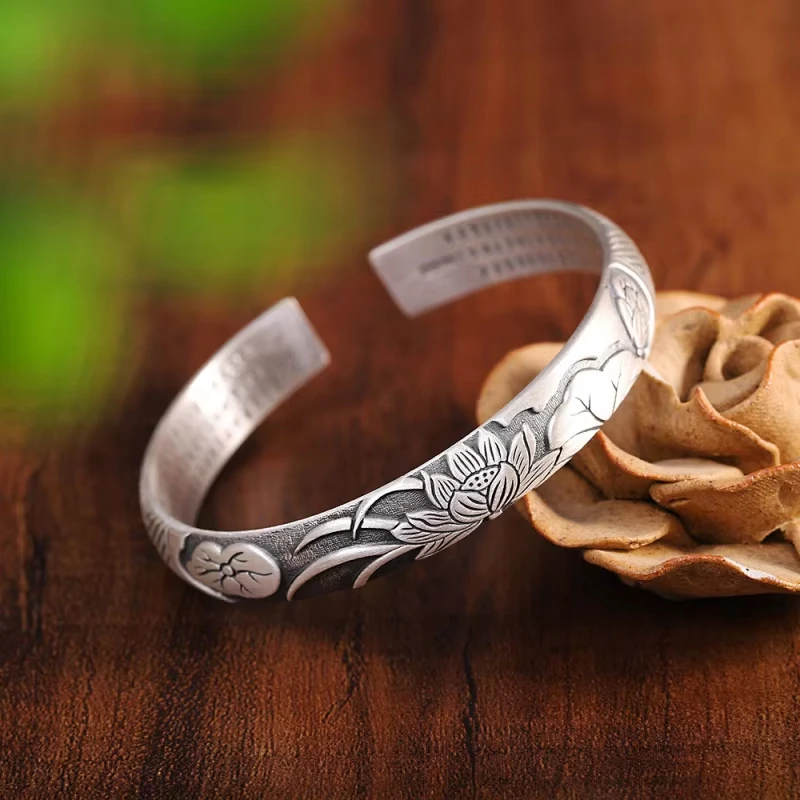 bracelet-retro-en-argent-sterling-999-pour-femme-motif-lotus-en-relief-elegant-bijou-simple-pour-cadeau-d'anniversaire-de-maman