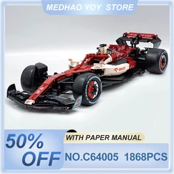 Technical MOC Champions Formula F1 Team C64005 1:8 modify Race car Model Building Blocks Sports Car Brick Puzzle Toys Kids Gifts