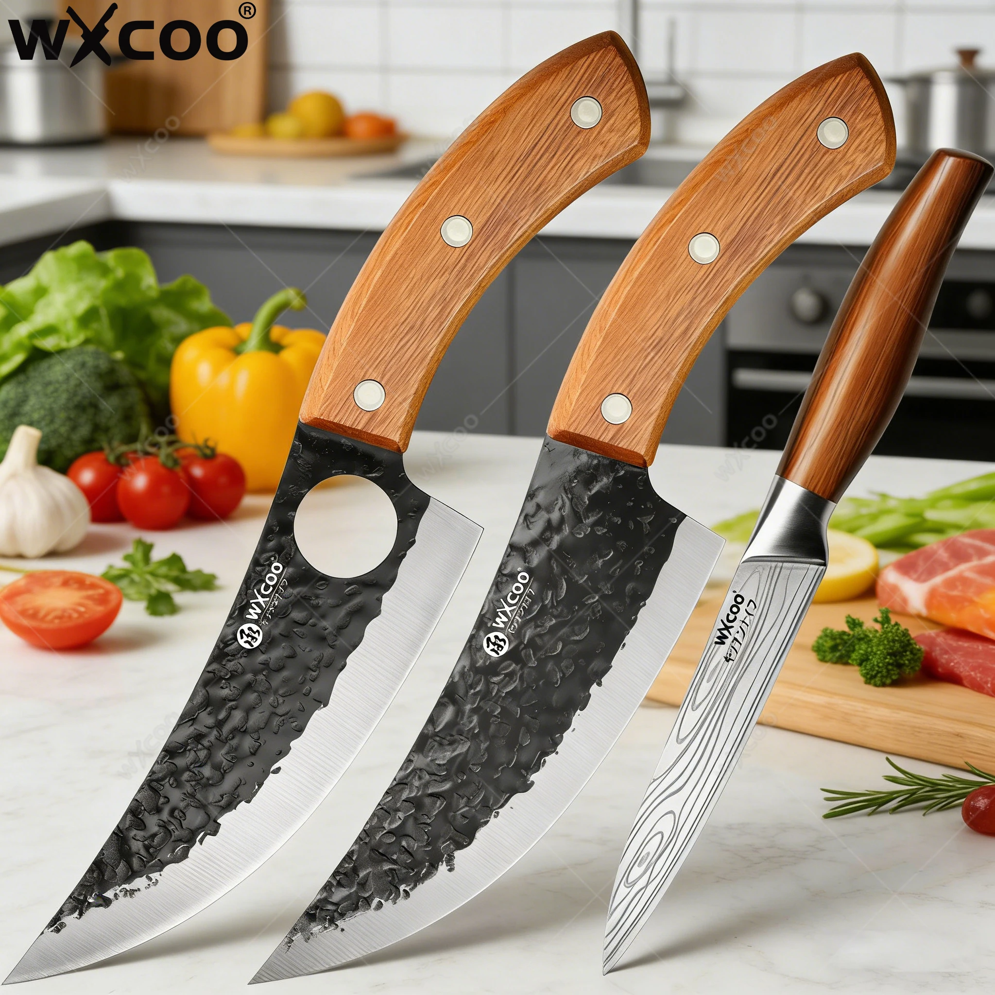 WXCOO Kitchen Boning Knife Stainless Steel Hand Forged Knife Slicing Fishing Butcher Meat Cleaver Professional Chef Knives
