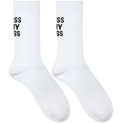 Men's White Tall Long KISSMYASS Towel Bottom Sports Cotton Fitness Socks