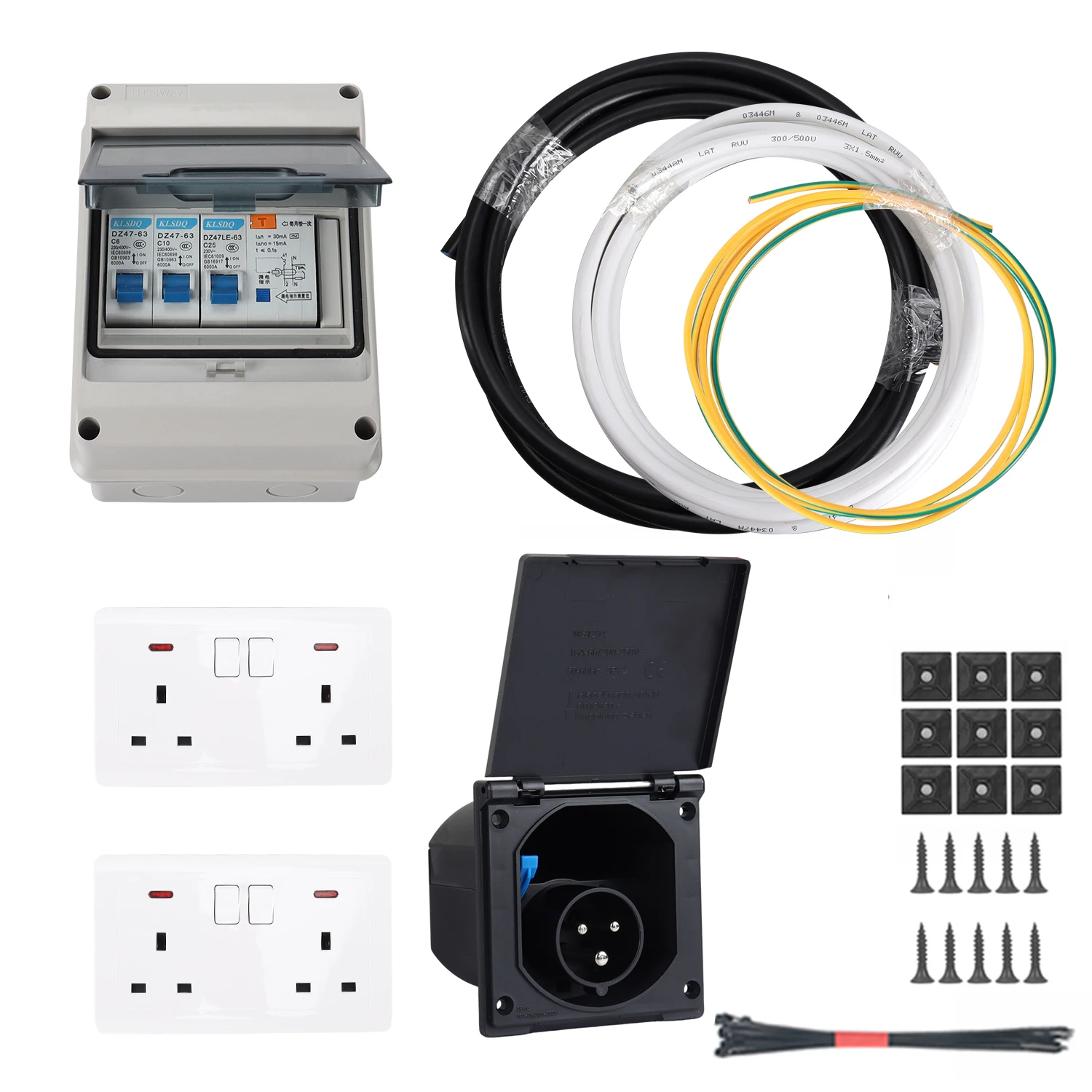 240V Mains Electric Hook Up Installation Kit Campervan Motorhome Conversion Kits Accessories