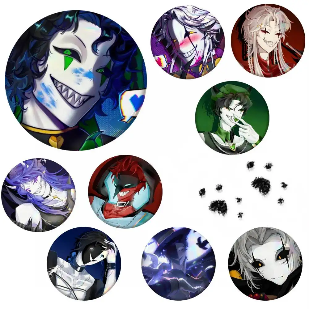 Freakish P-Pierrot Circus Bash Anime Badge Tinplate Meme Round Brooch For Hat Bag Creative Lapel Jewelry Accessories Gifts