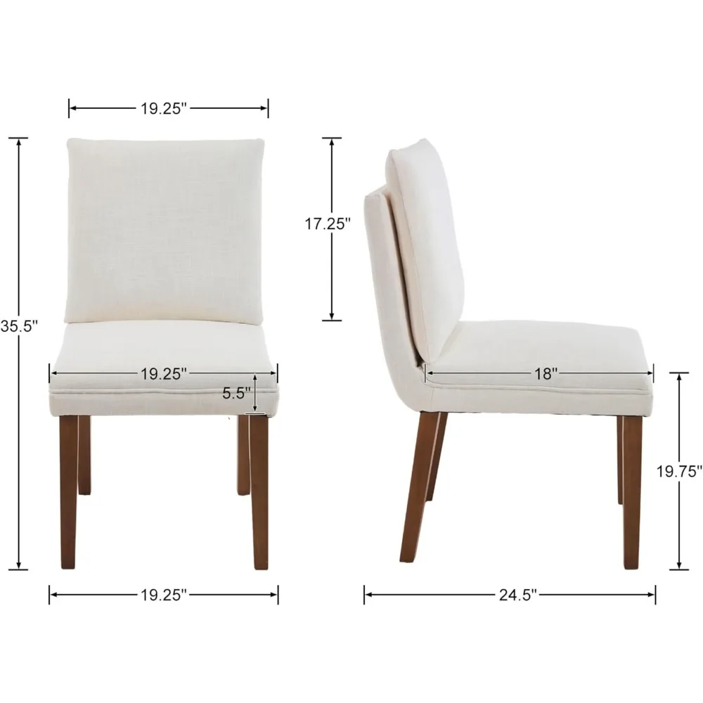 Dining Chairs Set of 4 with Removable Back Cushions,Modern Linen Upholstered Dining Chairs for Kitchen,Dining Room,Living Room,